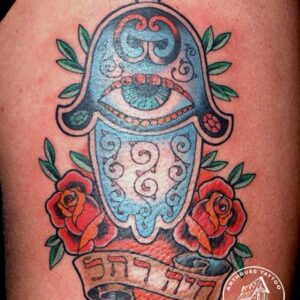 Neotraditional Hamsa Memorial Tattoo