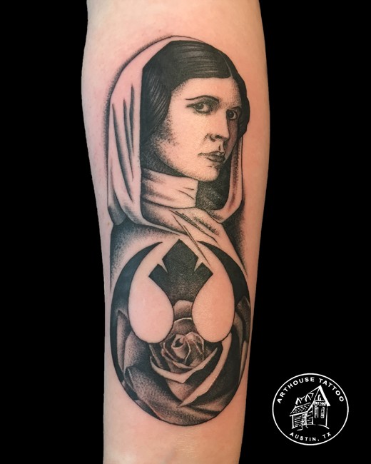 Contemporary tattoo styles including blackwork and geometric designs in Austin